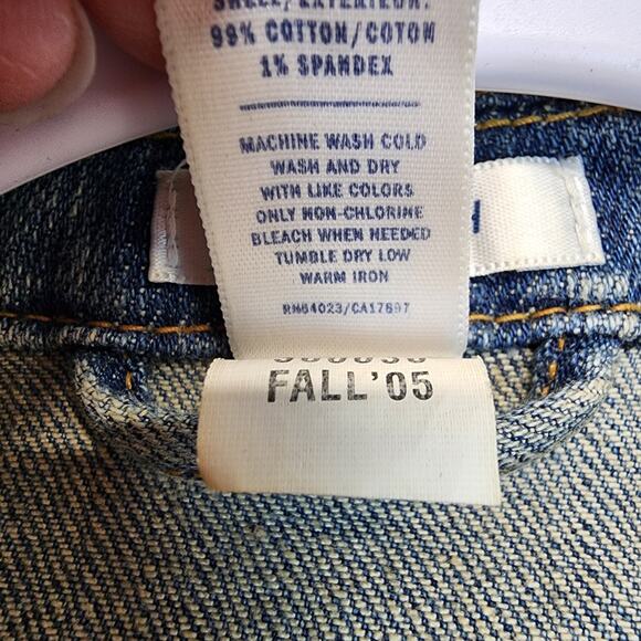 Vintage Y2K Old Navy Jean Denim Jacket Size S Distressed Stone Wash Peplum 2000s - Picture 15 of 15